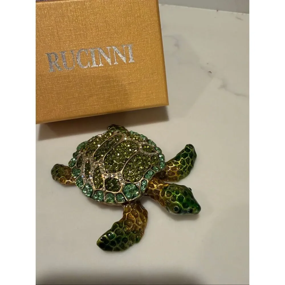 Rucinni Crystal Enamel Turtle Trinket Box